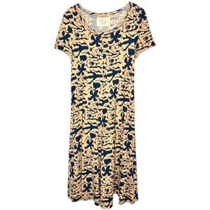 Diane Von Furstenberg A-Line Midi Dress Italy Vintage Batik - Black/Maize - 10
